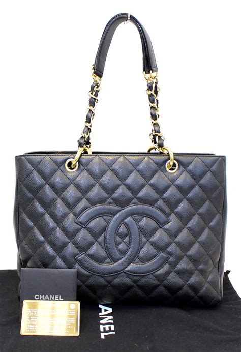 chanel black caviar leather grand shopping tote bag|Chanel Tote Bags .